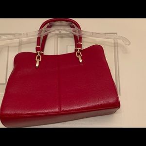 Red Pebble Grain Leather Bag